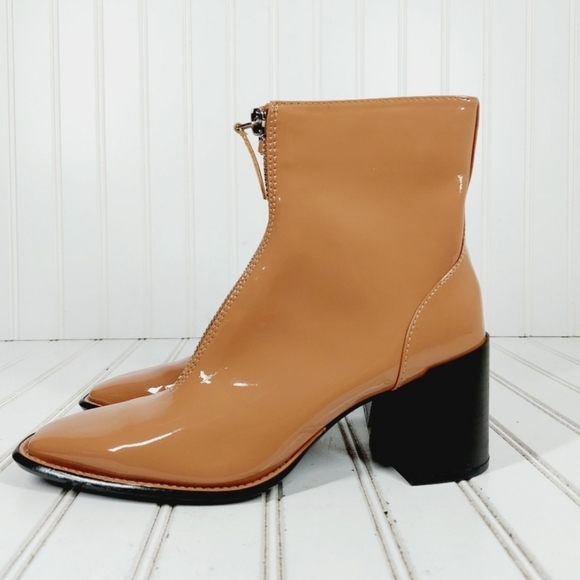 Nordstrom Open Edit Chloe Boots Vegan Patent Leather Chunky Square Toe B… - Picture 7 of 10